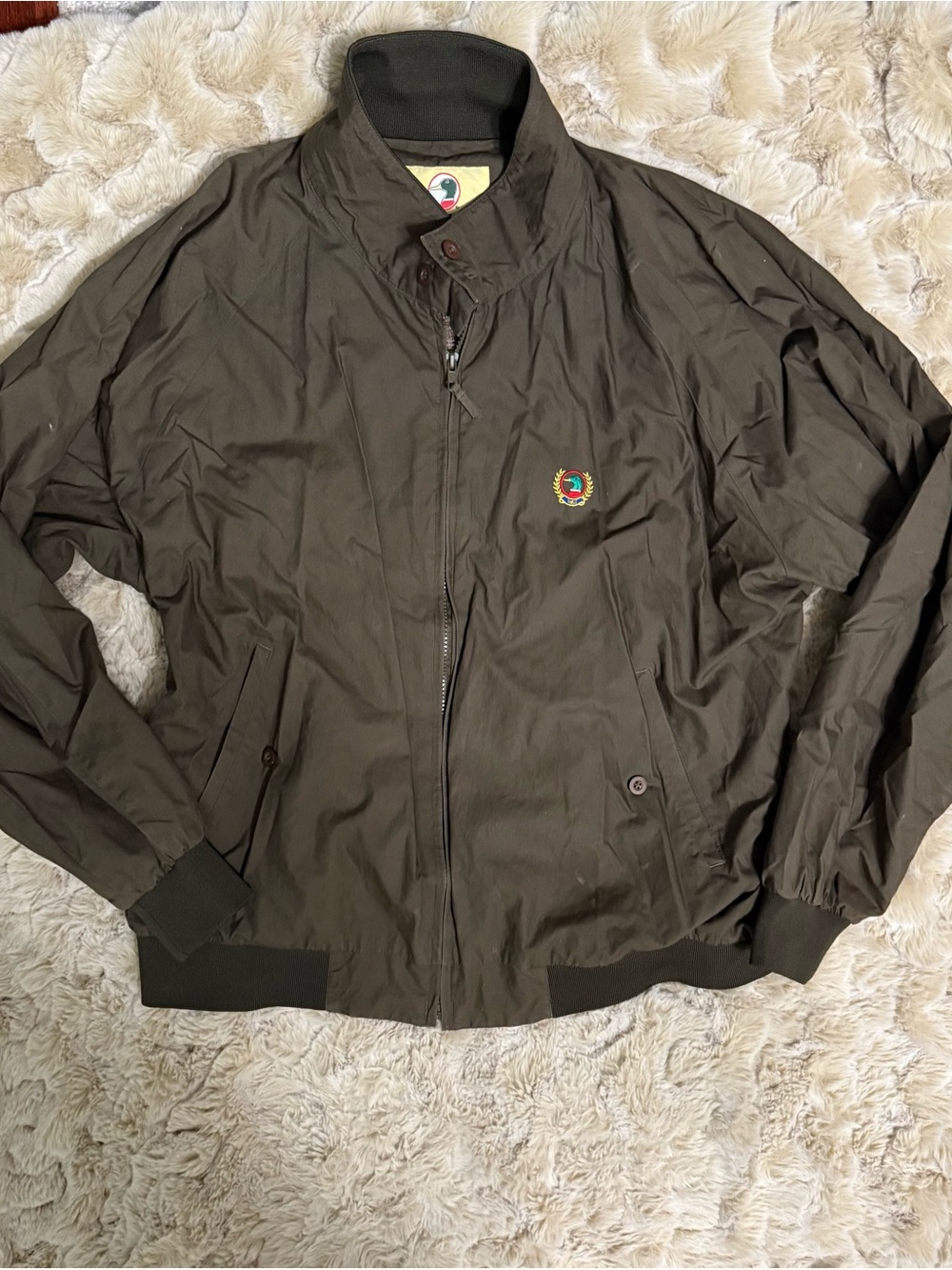 Rare Duck Head Men's Olive Greenish Brown Lightweight Zip-Front Jacket